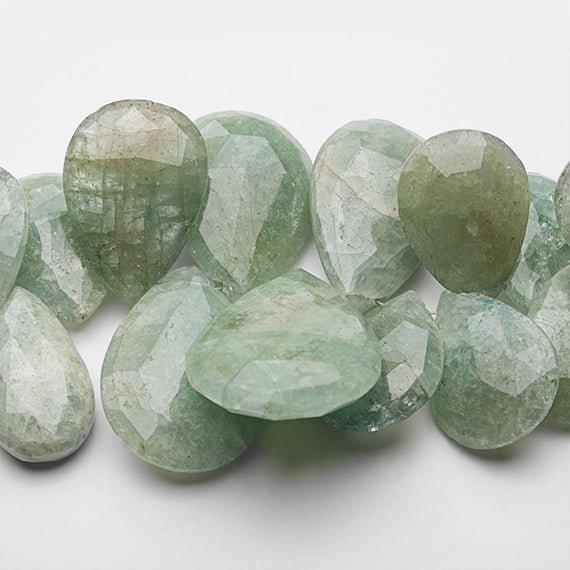 17-30mm Aquamarine Faceted Pear Beads 7 inch 33 pieces - The Bead Traders