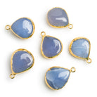 17mm Gold Leafed Natural Chalcedony Heart Pendant 1 Bead - The Bead Traders