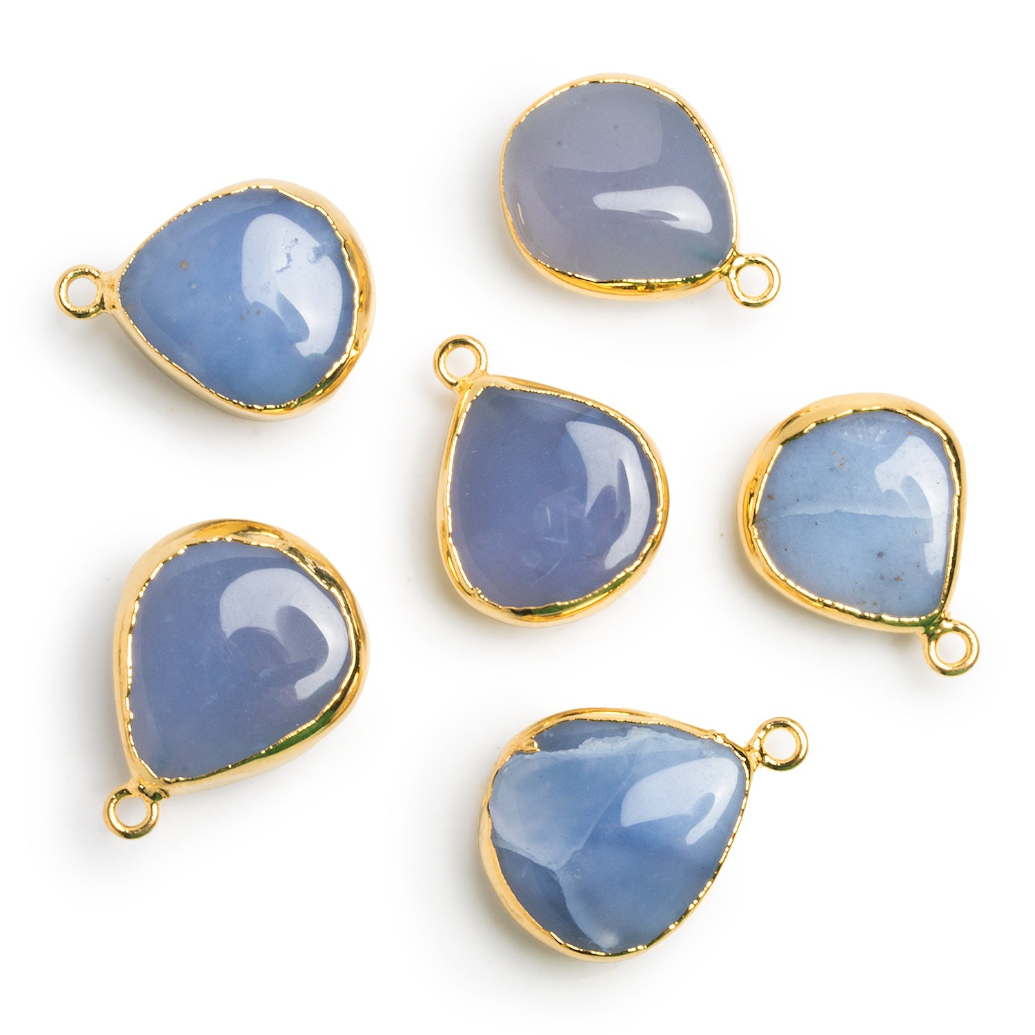 17mm Gold Leafed Natural Chalcedony Heart Pendant 1 Bead - The Bead Traders