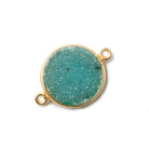 17mm Green Coin Drusy Vermeil Bezel 2 ring Connector 1 piece - The Bead Traders