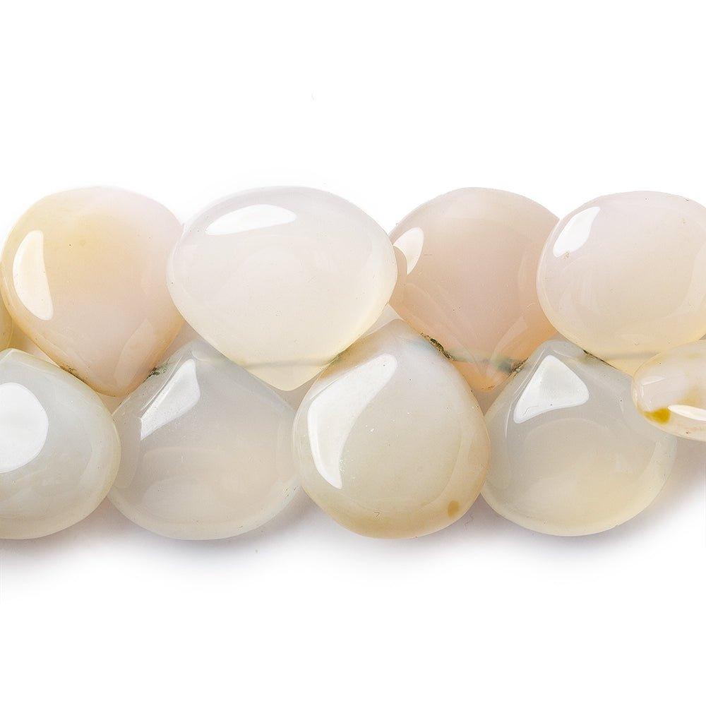 17mm Silver Rose Chalcedony Plain Pear and Heart Beads 8 inch 34 beads - The Bead Traders