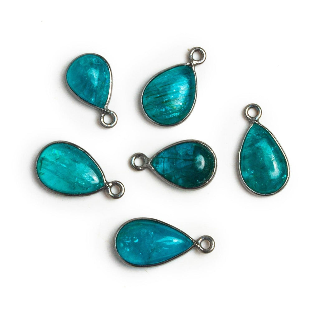 17x10mm Black Gold Bezeled Apatite Pear Pendant 1 Bead - The Bead Traders