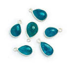 17x10mm Silver Bezeled Apatite Pear Pendant 1 Bead - The Bead Traders