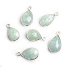 17x10mm Silver Bezeled Aquamarine Pear Pendant 1 Piece - The Bead Traders