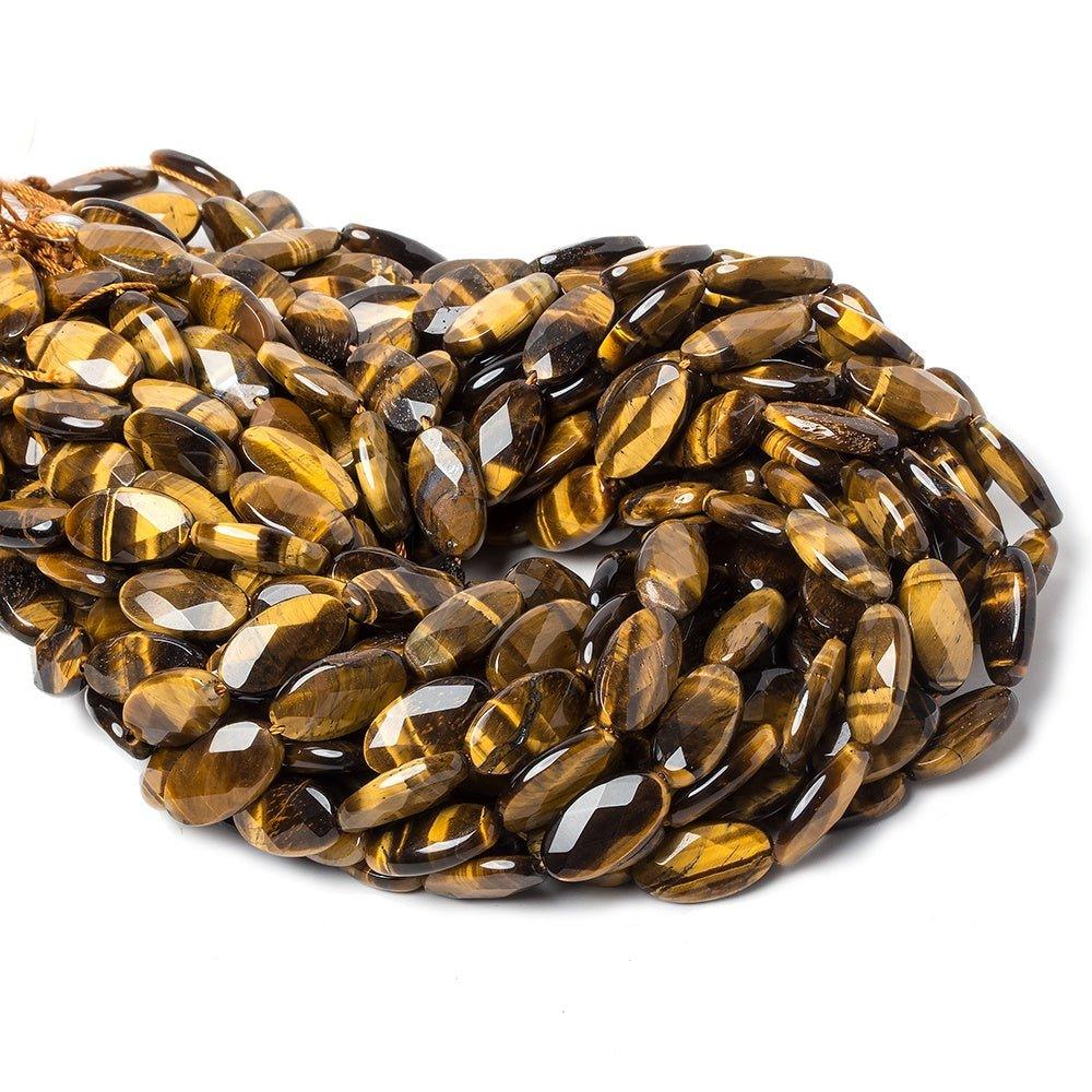 17x10mm Tiger's Eye faceted oval beads 15 inch 22 pieces - The Bead Traders