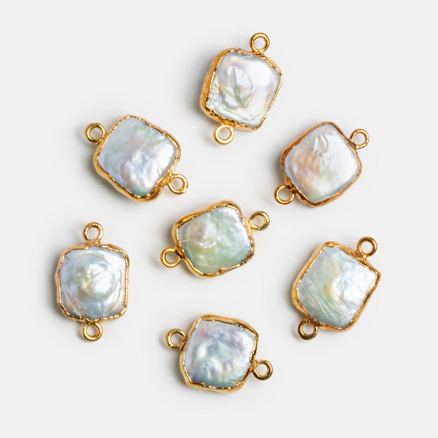 17x11mm Gold Leafed Pearl Connector 1 Bead - The Bead Traders