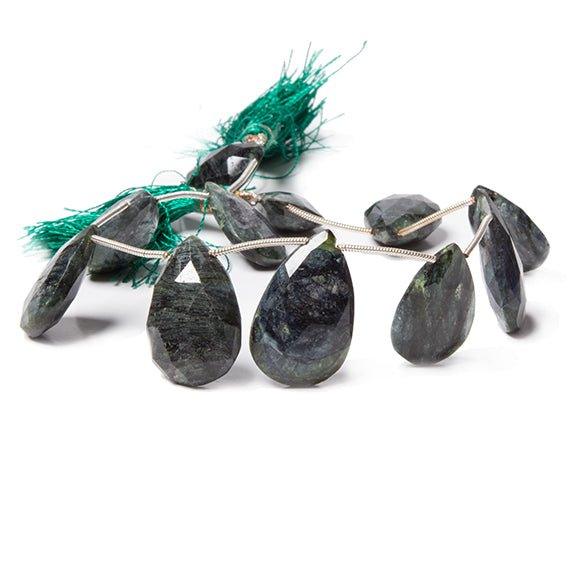 17x13mm - 25x16mm Indicolite Tourmaline faceted pear beads 9 inch 11 beads - The Bead Traders