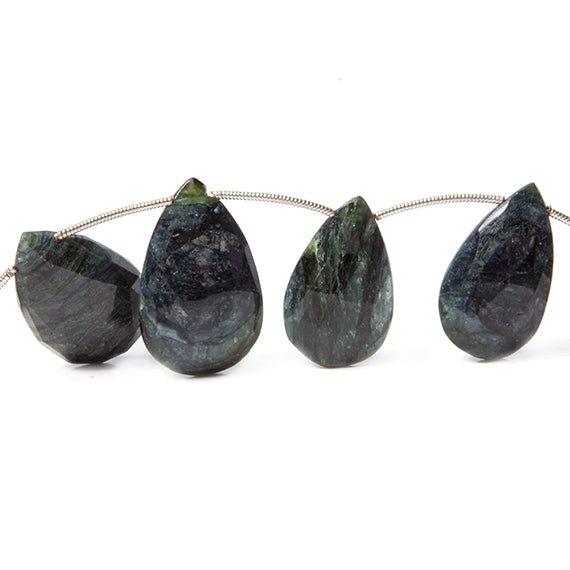 17x13mm - 25x16mm Indicolite Tourmaline faceted pear beads 9 inch 11 beads