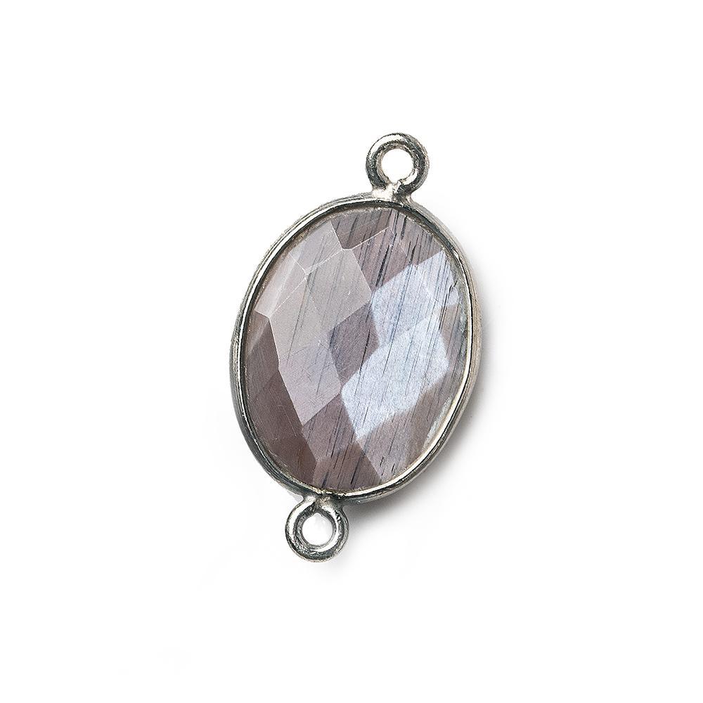 17x13mm Black Gold .925 Bezel Chocolate Moonstone Faceted Oval Connector 1 piece - The Bead Traders