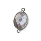 17x13mm Black Gold .925 Bezel Chocolate Moonstone Faceted Oval Connector 1 piece - The Bead Traders
