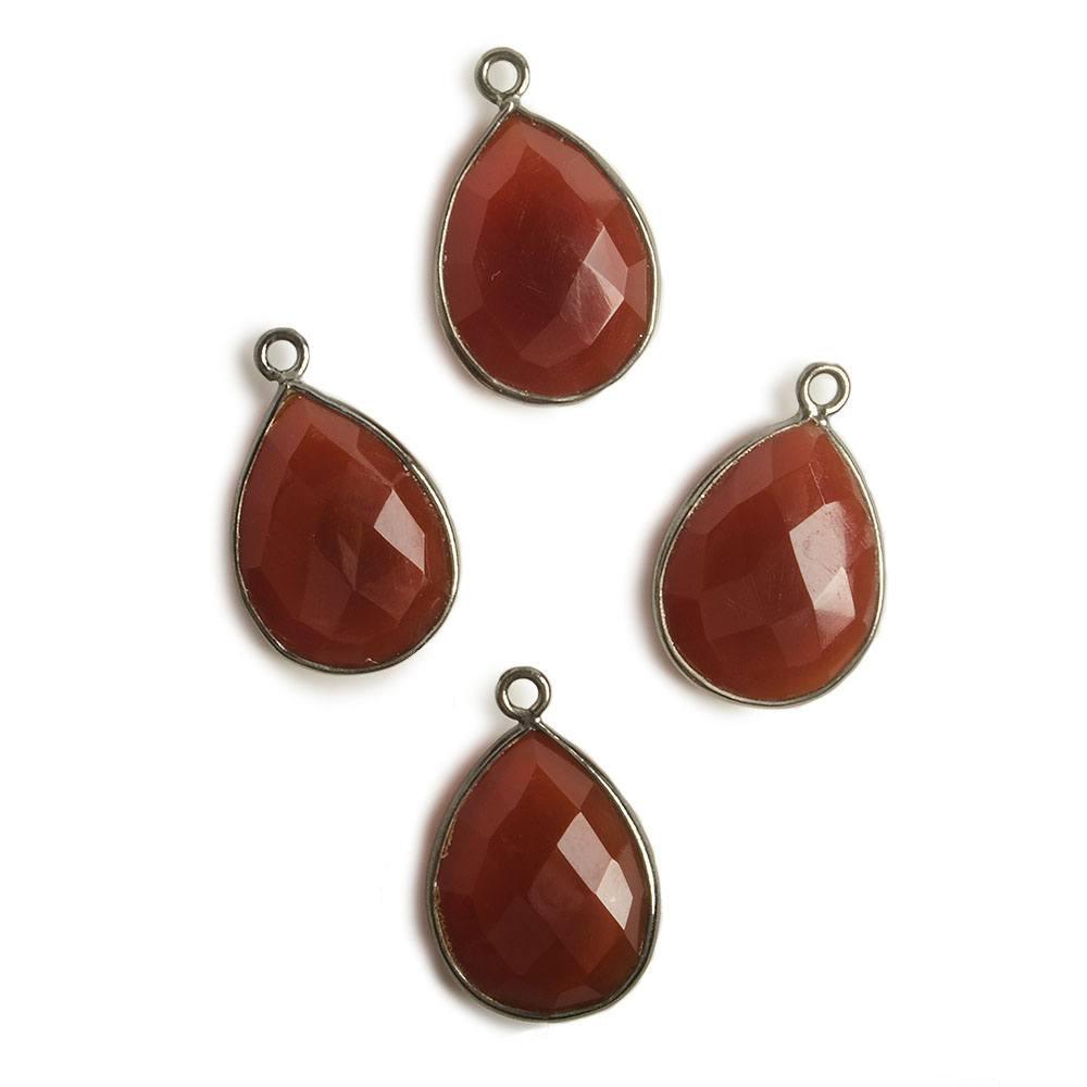 17x13mm Black Gold Bezel Autumn Orange Chalcedony Pear Pendant 1 piece - The Bead Traders