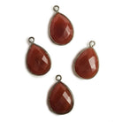 17x13mm Black Gold Bezel Autumn Orange Chalcedony Pear Pendant 1 piece - The Bead Traders