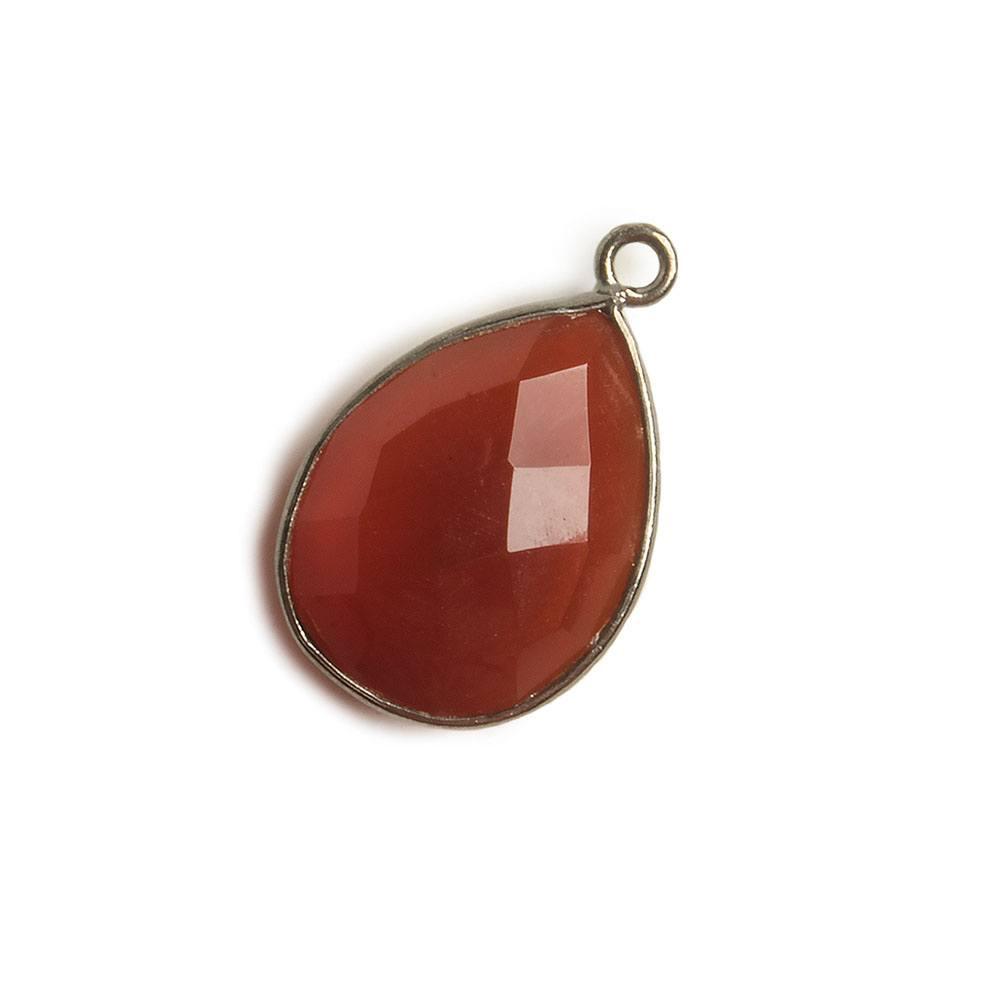 17x13mm Black Gold Bezel Autumn Orange Chalcedony Pear Pendant 1 piece - The Bead Traders