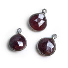 17x13mm Black Gold Bezeled Ruby Heart Pendant 1 Bead - The Bead Traders