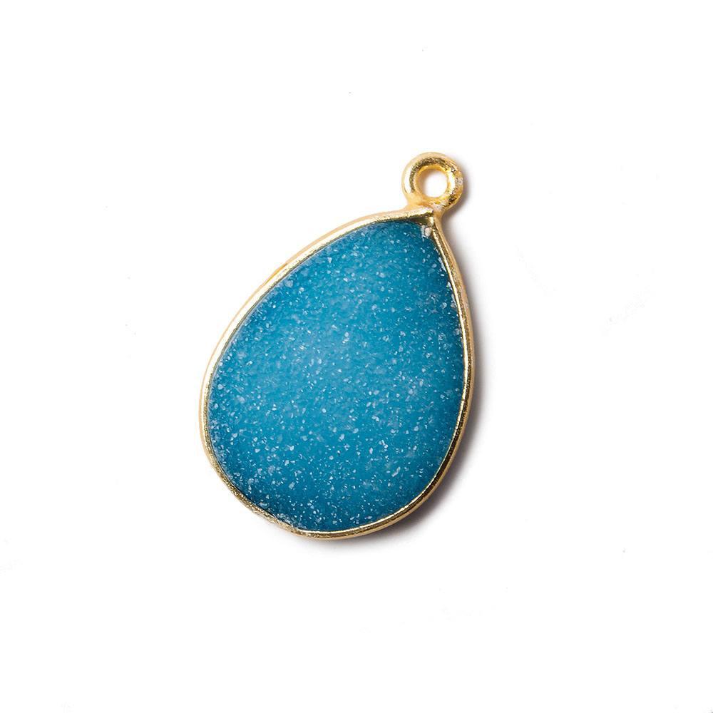 17x13mm Blue Pear Drusy Vermeil Bezel 1 ring Pendant 1 piece - The Bead Traders
