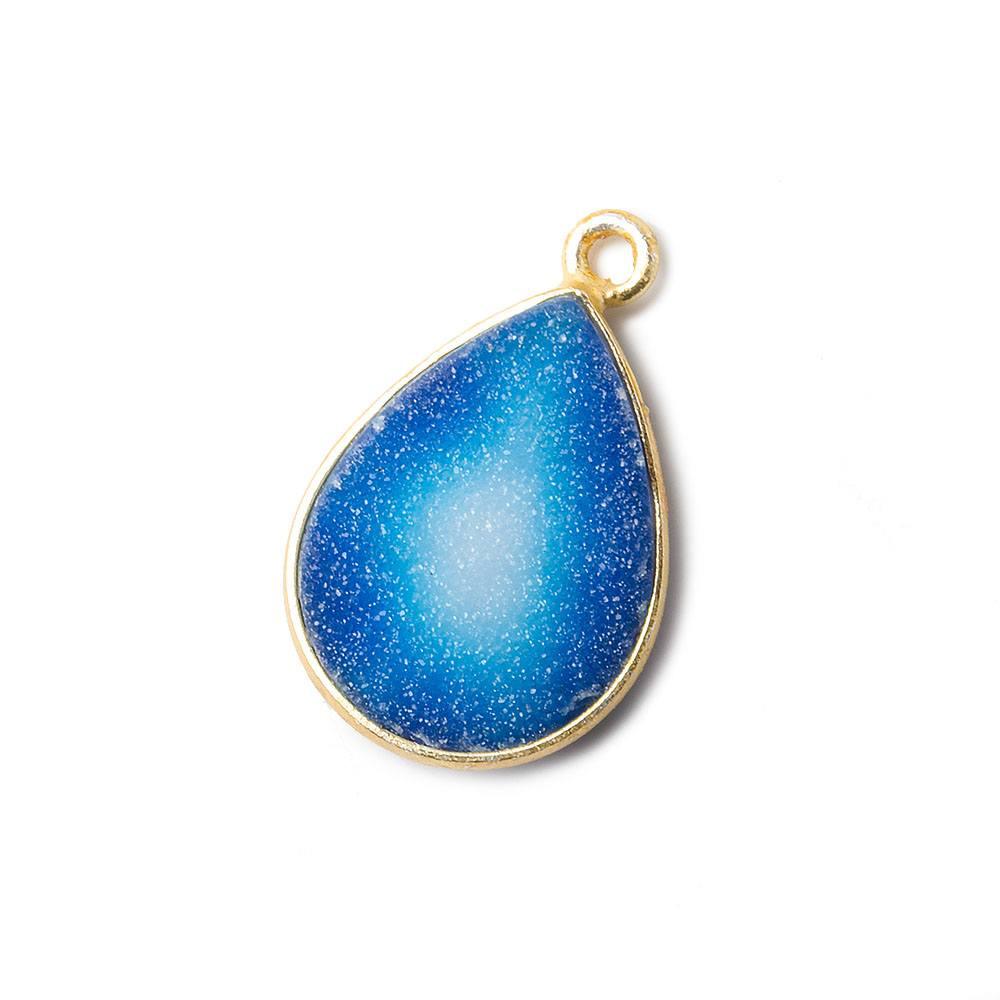 17x13mm Blue & White Pear Drusy Vermeil Bezel 1 ring Pendant 1 piece - The Bead Traders