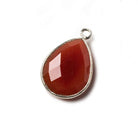 17x13mm Carnelian Pear .925 Silver Bezel Pendant 1 ring charm, 1 piece - The Bead Traders