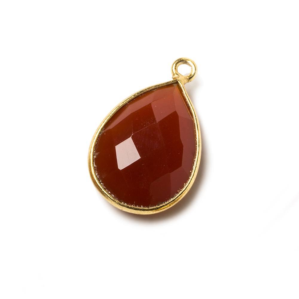 17x13mm Carnelian Pear Vermeil Bezel Pendant 1 ring charm, 1 piece - The Bead Traders