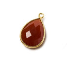 17x13mm Carnelian Pear Vermeil Bezel Pendant 1 ring charm, 1 piece - The Bead Traders