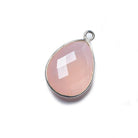 17x13mm Petal Pink Chalcedony Pear .925 Silver Bezel Pendant 1 ring charm, 1 piece - The Bead Traders