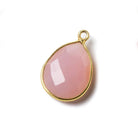 17x13mm Petal Pink Chalcedony Pear Vermeil Bezel Pendant 1 ring charm, 1 piece - The Bead Traders
