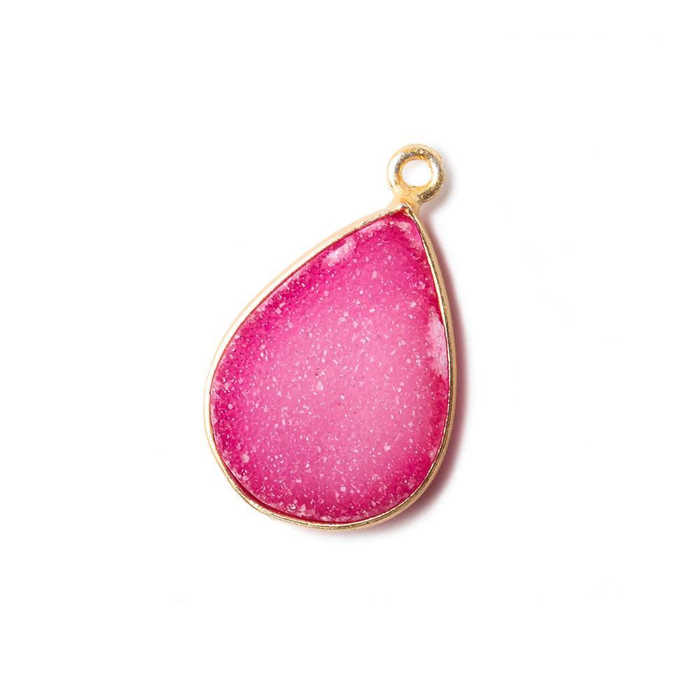 17x13mm Pink Pear Drusy Vermeil Bezel 1 ring Pendant 1 piece - The Bead Traders