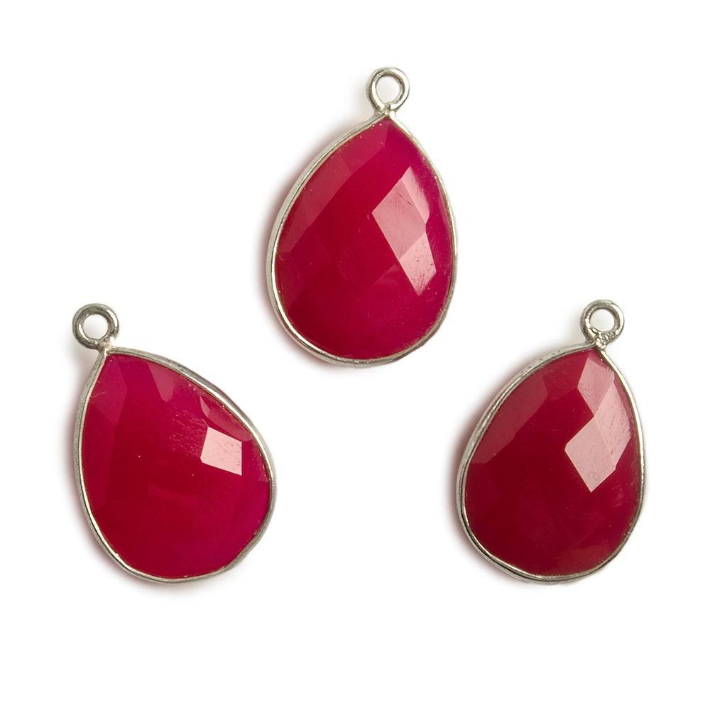 17x13mm Silver Bezel Berry Pink Chalcedony Pear Pendant 1 piece - The Bead Traders
