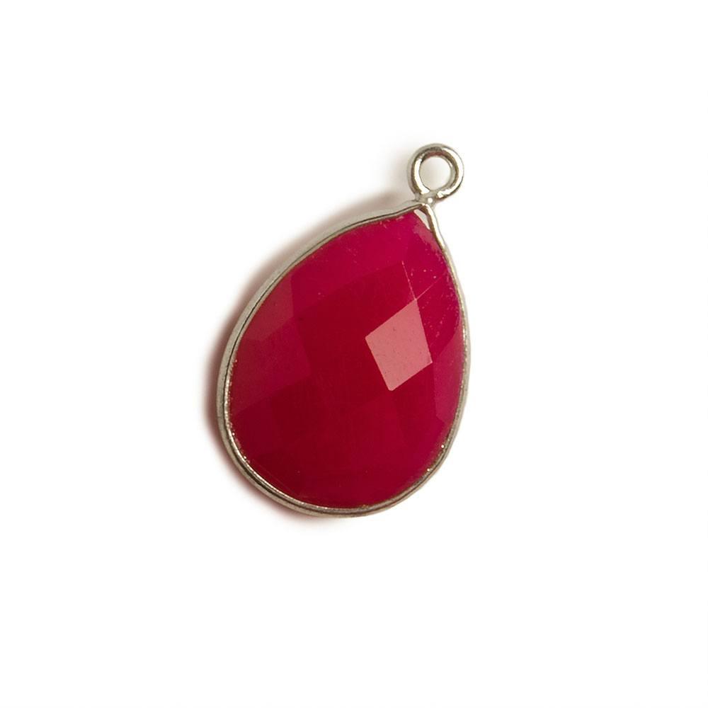 17x13mm Silver Bezel Berry Pink Chalcedony Pear Pendant 1 piece - The Bead Traders