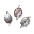 17x13mm Silver Bezel Chocolate Moonstone Faceted Oval Connector 1 piece - The Bead Traders