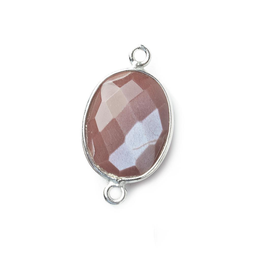 17x13mm Silver Bezel Chocolate Moonstone Faceted Oval Connector 1 piece - The Bead Traders
