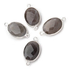 17x13mm Silver Bezel Platinum Moonstone Oval Connector 1 piece - The Bead Traders
