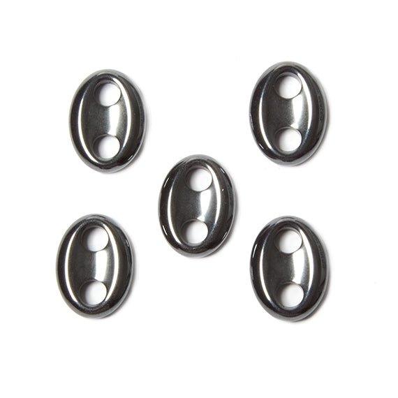 17x13mm Solid Hematite Oval Button Connector 1 piece - The Bead Traders