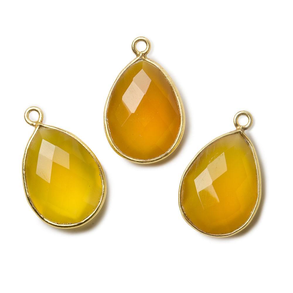 17x13mm Vermeil Bezel Butterscotch Yellow Chalcedony faceted pear Pendant 1 piece - The Bead Traders