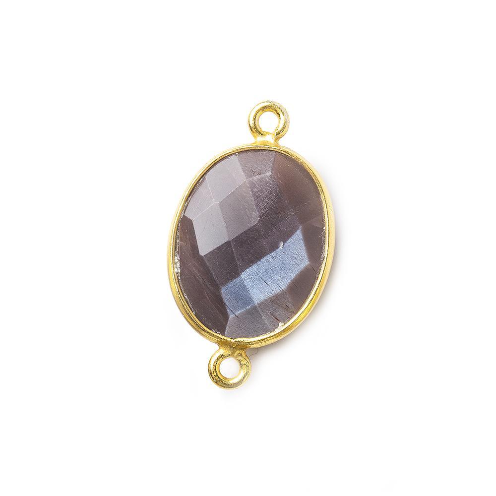 17x13mm Vermeil Bezel Chocolate Moonstone Faceted Oval Connector 1 piece - The Bead Traders