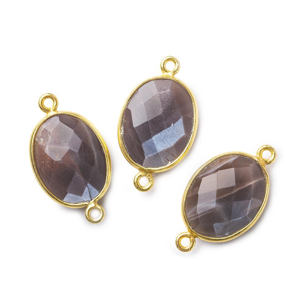 17x13mm Vermeil Bezel Chocolate Moonstone Faceted Oval Connector 1 piece - The Bead Traders