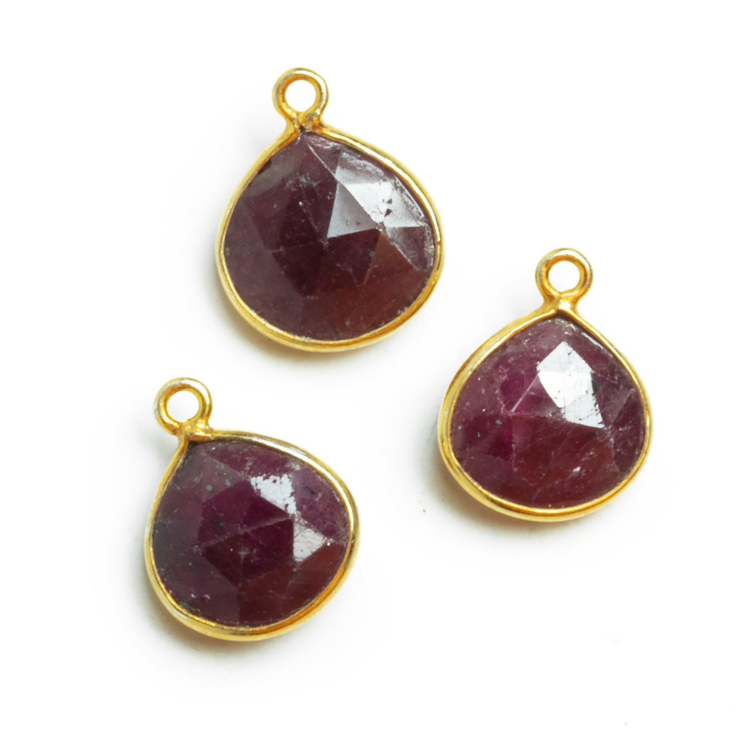 17x13mm Vermeil Bezeled Ruby Heart Pendant 1 Bead - The Bead Traders