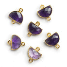 17x14mm Gold Leafed Amethyst Half-Moon Connector 1 Bead - The Bead Traders