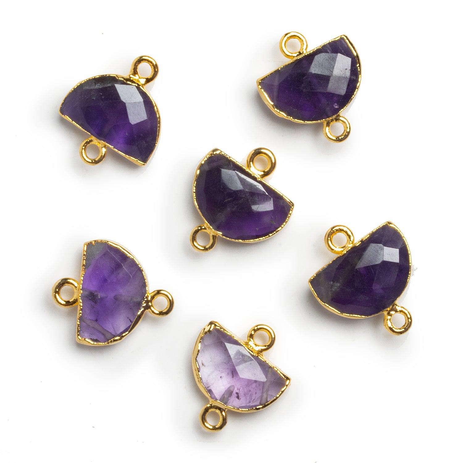 17x14mm Gold Leafed Amethyst Half-Moon Connector 1 Bead - The Bead Traders