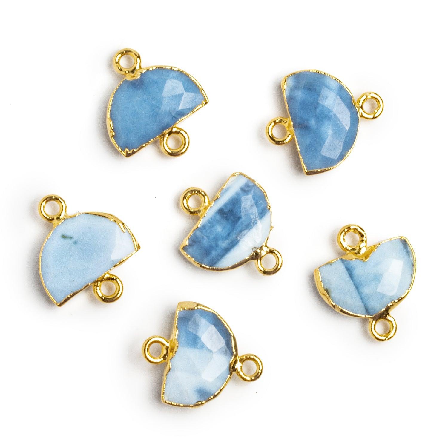 17x14mm Gold Leafed Denim Opal Half-Moon Connector 1 Bead - The Bead Traders