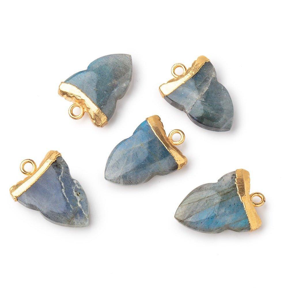 17x14mm Gold Leafed Labradorite Shark Tooth Pendant 1 piece - The Bead Traders