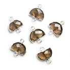 17x14mm Silver Leafed Smoky Quartz Half-Moon Connector 1 Bead - The Bead Traders