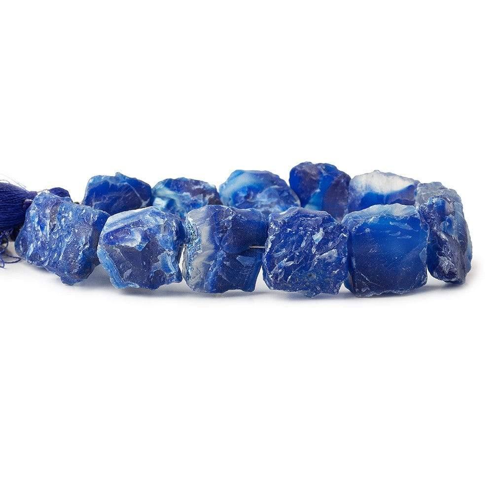 17x15-14x13mm Cobalt Blue Agate Beads Hammer Faceted Square 8 inch 13 pcs - The Bead Traders