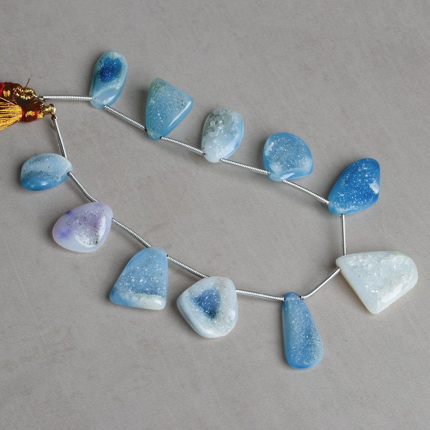 17x15mm Blue Drusy Nuggets 7 inch 7 beads - The Bead Traders