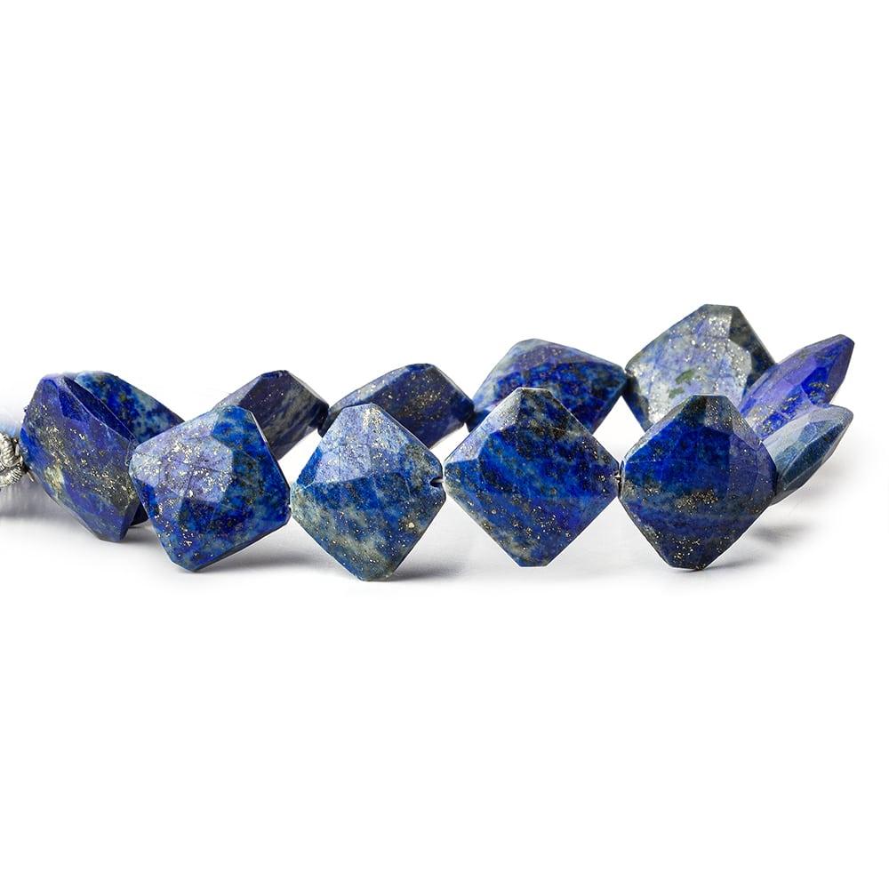 17x17-19x19mm Lapis Lazuli faceted pillow beads 10 inch 12 pieces - The Bead Traders