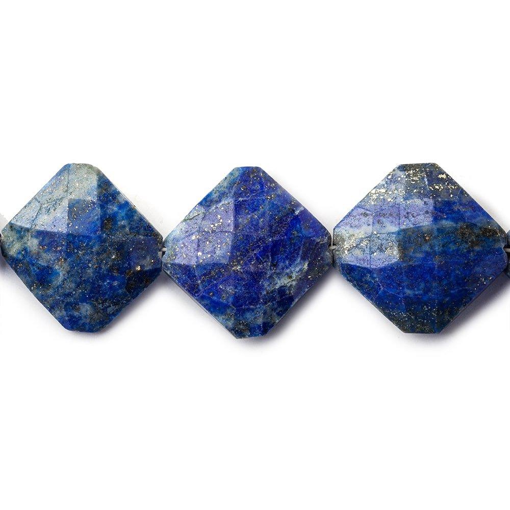 17x17-19x19mm Lapis Lazuli faceted pillow beads 10 inch 12 pieces - The Bead Traders