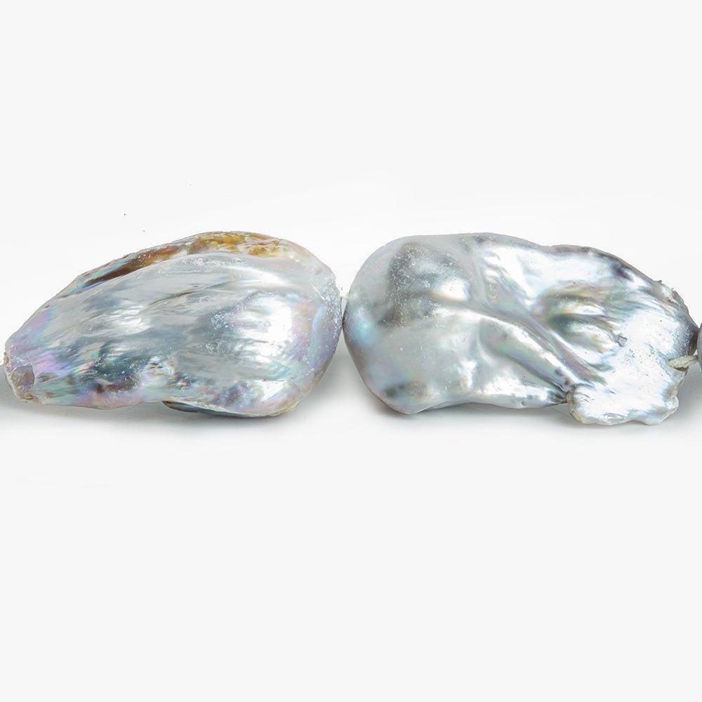 17x25-21x33mm Silver Peacock Ultra Baroque straight drill freshwater Pearls 16 inch 12 pcs - The Bead Traders