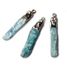 17x6-28x7mm Black Gold Leafed Blue Kyanite Crystal Focal Pendant 1 bead - The Bead Traders