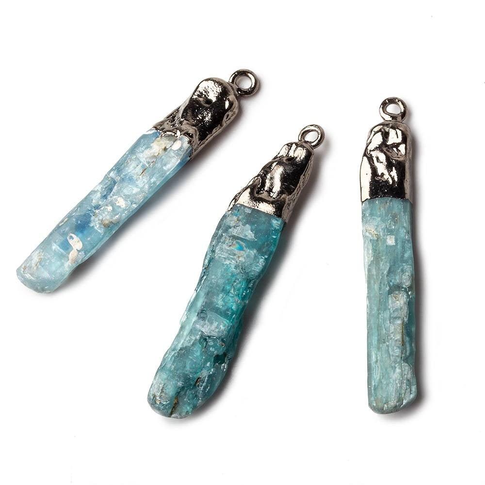 17x6-28x7mm Black Gold Leafed Blue Kyanite Crystal Focal Pendant 1 bead - The Bead Traders