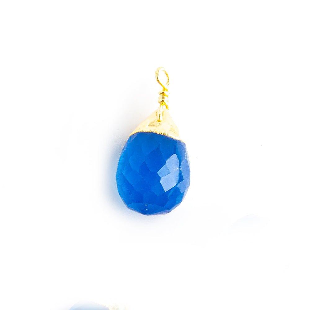 17x8mm Gold Leafed Santorini Blue Faceted Teardrop Focal Pendant 1 Piece - The Bead Traders