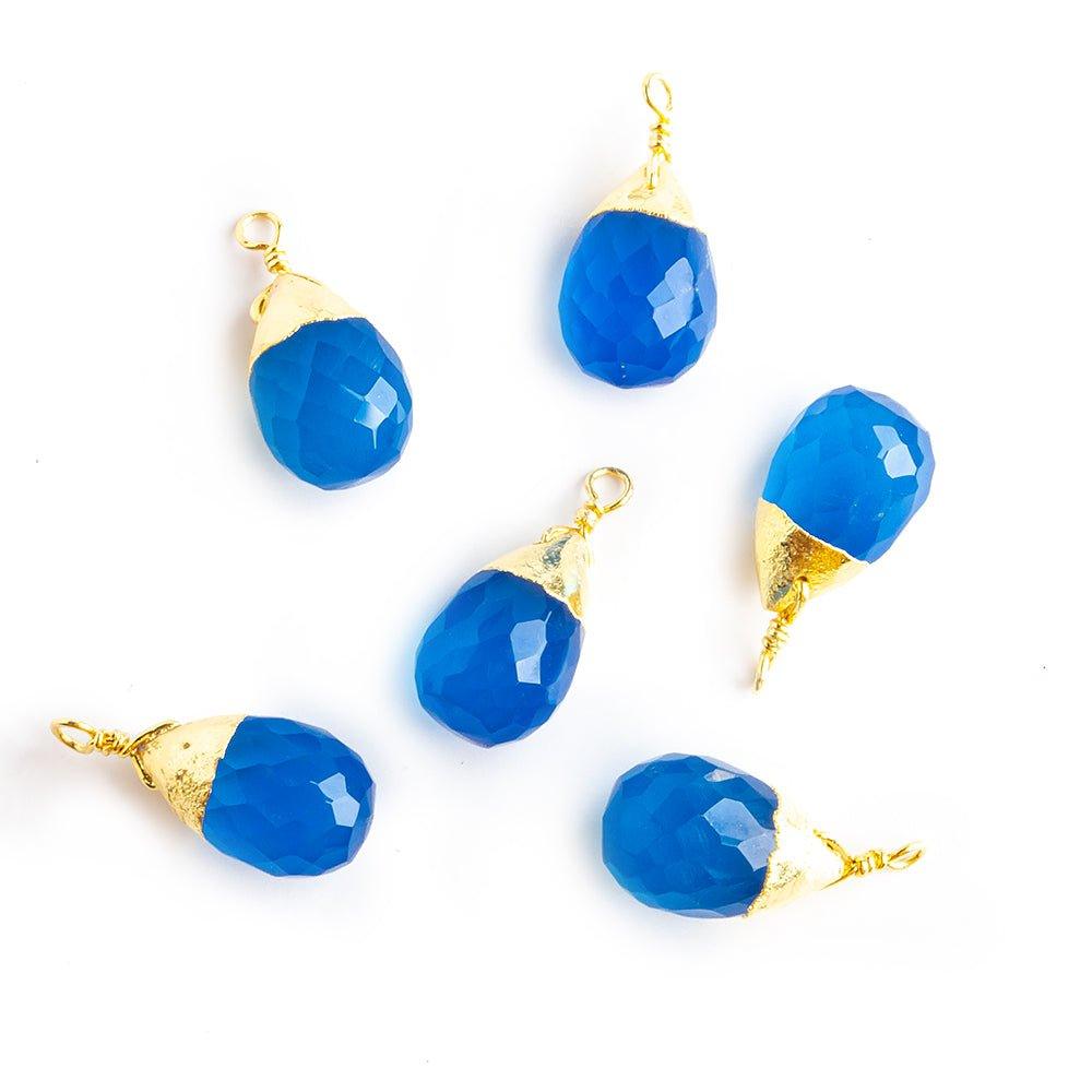 17x8mm Gold Leafed Santorini Blue Faceted Teardrop Focal Pendant 1 Piece - The Bead Traders